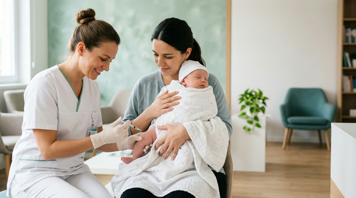 Recém-nascido no colo da mãe na Tatuí Vacinas